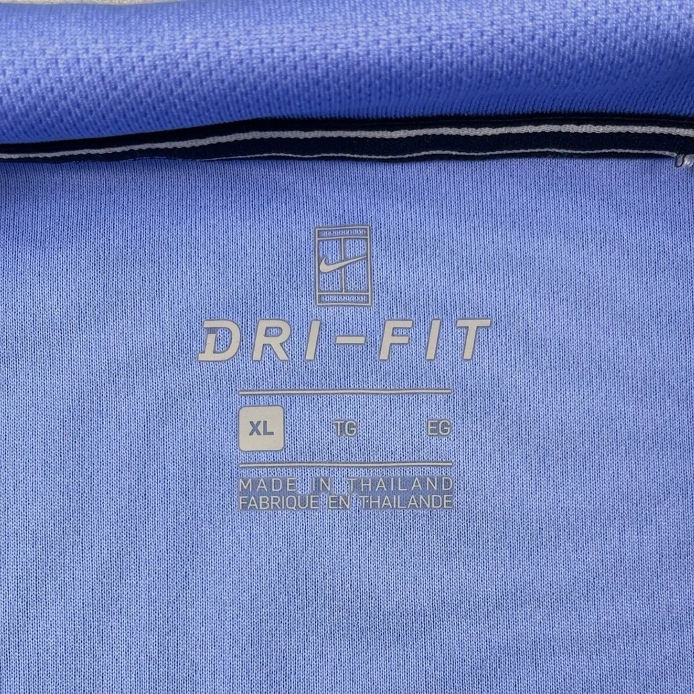 Nike Polo Shirt Men XL Blue Dri-FIT Performance Short Sleeve Tipped Collar